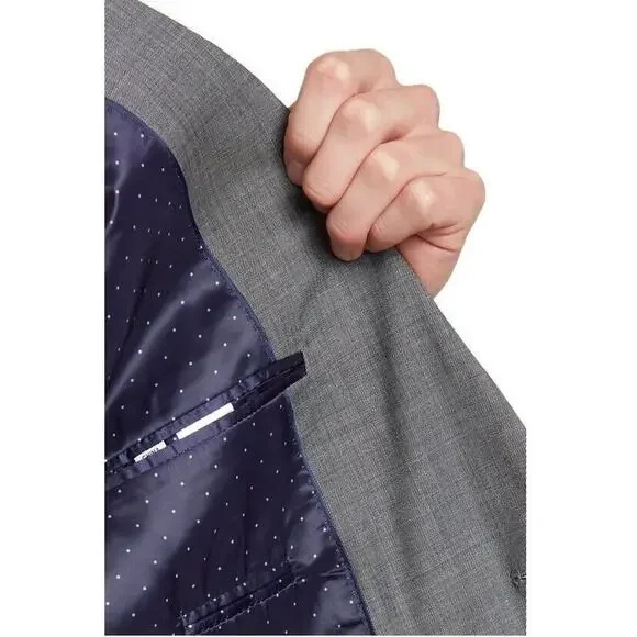 Anton Lane Men Grey Wool Blend Classic 2 Button Business Formal Blazer Size 38S